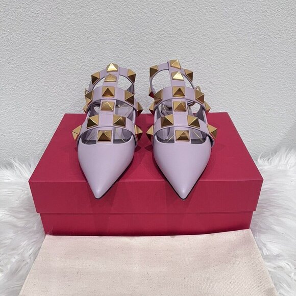 Valentino Garavani Roman Stud Ankle Strap Mule Vlogo Rockstud Cage Flat 36/38 - Picture 3 of 12